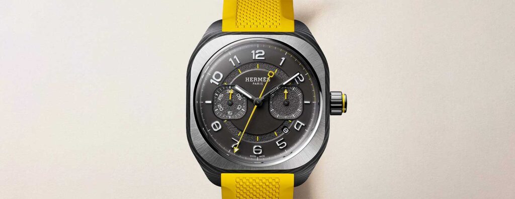 Hermès H08 Chronograph: A New Monopusher Sports Watch in Naples Yellow